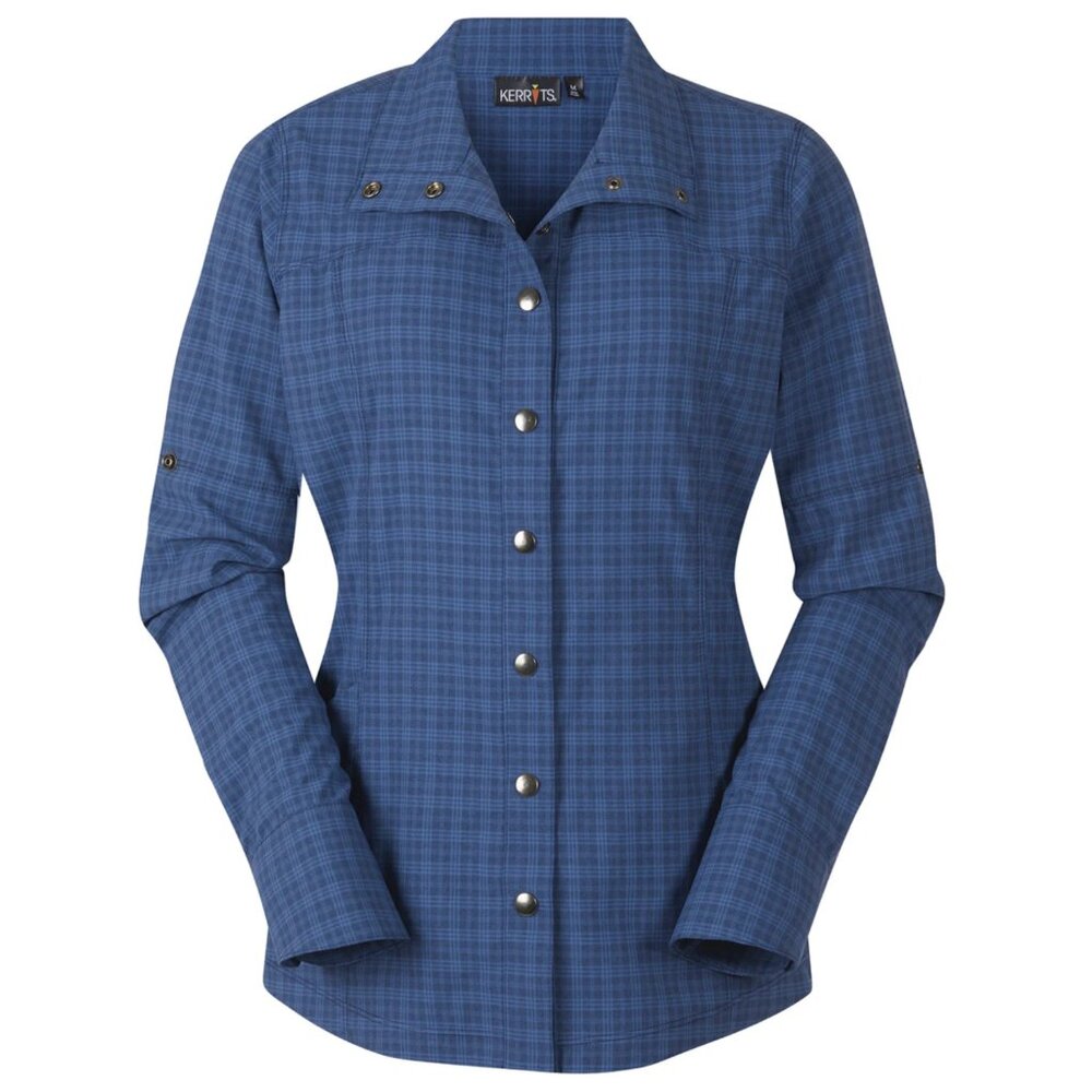KERRITS Shirt Shady Breeze Convertible Snap Buttons 40445 Blue Plaid size 1X